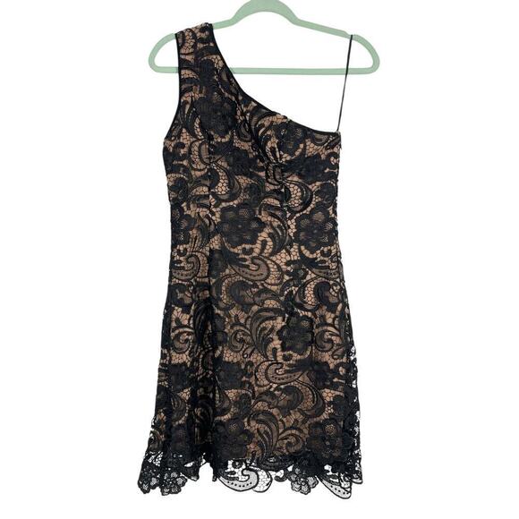 Dress The Population Isabella One-Shoulder Lace Sheath Dress Black Medium Party - Picture 3 of 14